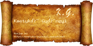 Kmetykó Gyöngyi névjegykártya
